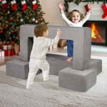 VEVOR Divano Modulare per Bambini 4 Pezzi Divano Letto per Bambini Grigio Scuro