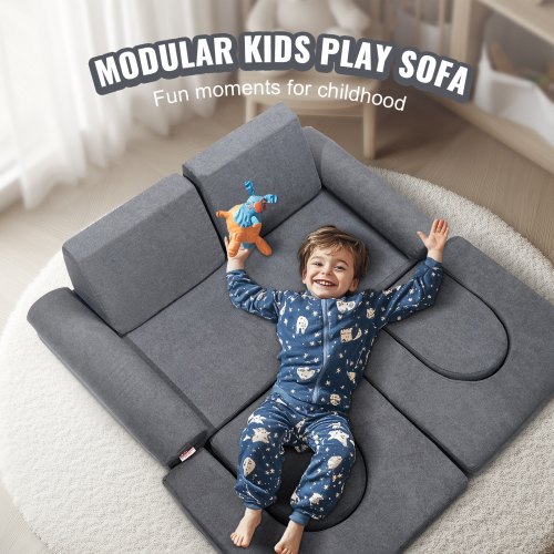 BIERUM Divano Modulare Per Bambini 6 Pezzi - Gioco E Relax Con Coperta Inclusa - Schiuma Alta Densità - Fodera Lavabile