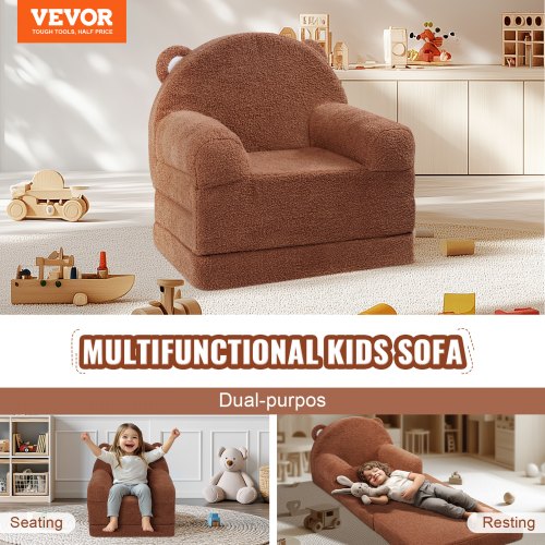 BIERUM Divano 2 In 1 Per Bambini Con Coperta E Luce Notturna - Poltrona Pieghevole Trasformabile In Scivolo, Schiuma Alta Densità, Morbido - 3