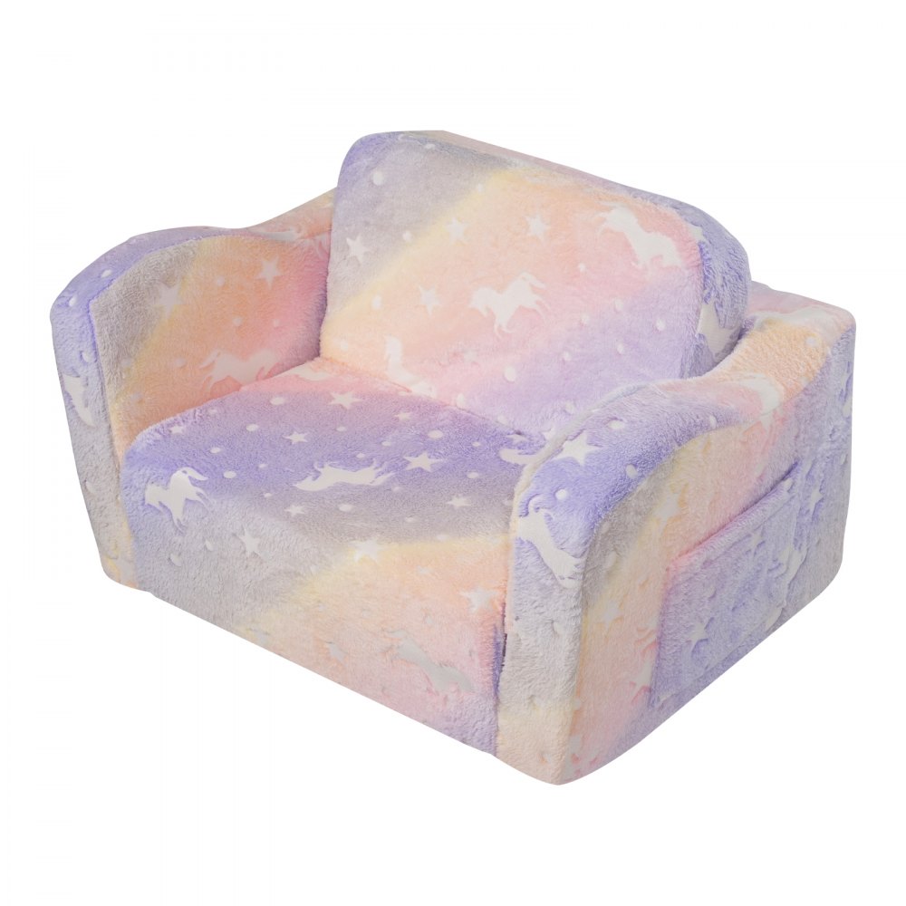 VEVOR Seggiolone per Bambini Pieghevole 2 in 1, Divano Letto per Bambini Comodo Divano per Bambini, Divano Schiuma 25D per Bambini Convertibile Divano Mobili da Sala Giochi per Bambini Arcobaleno