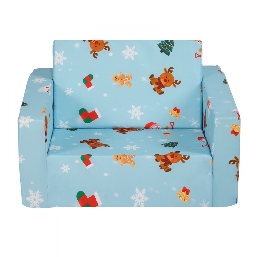 VEVOR Seggiolone per Bambini Pieghevole, 2 in 1, Divano Letto per Bambini, Divano in Schiuma Morbido, Sdraietta Trasformabile per Bambini, Sedia Bambini, Mobili Sala Giochi, Regali per Bambini, Blu