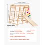 VEVOR Palestra da Interno, Parco Giochi per Bambini, 109 x 120 x 119,5 cm, con Scala in Legno e Corda, Scala a Rete, Altalena, Barra di Scimmia, Scivolo, Parete da Arrampicata, Giocattoli in Legno