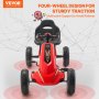 VEVOR Go-Kart, Veicolo a Pedali con Volante, Sedile Ergonomico Regolabile, Ruote Antiscivolo, Veicolo a Pedali Portatile con Manovella, Veicolo per Bambini 850 x 460 x 500 mm, Acciaio Carbonio Rosso