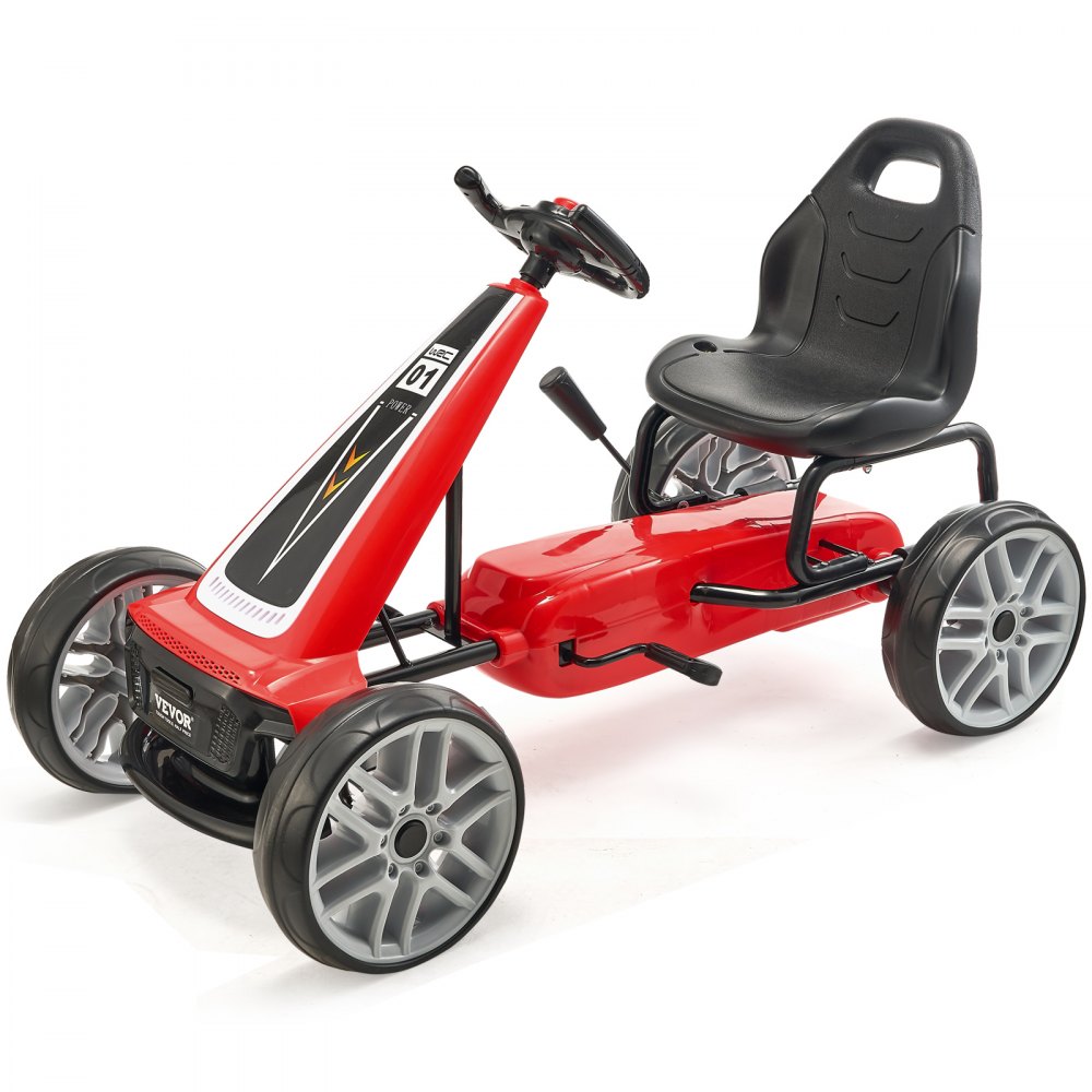 VEVOR Go-Kart Veicolo per Bambini Macchinina a Pedali Volante Rosso con 4 Ruote