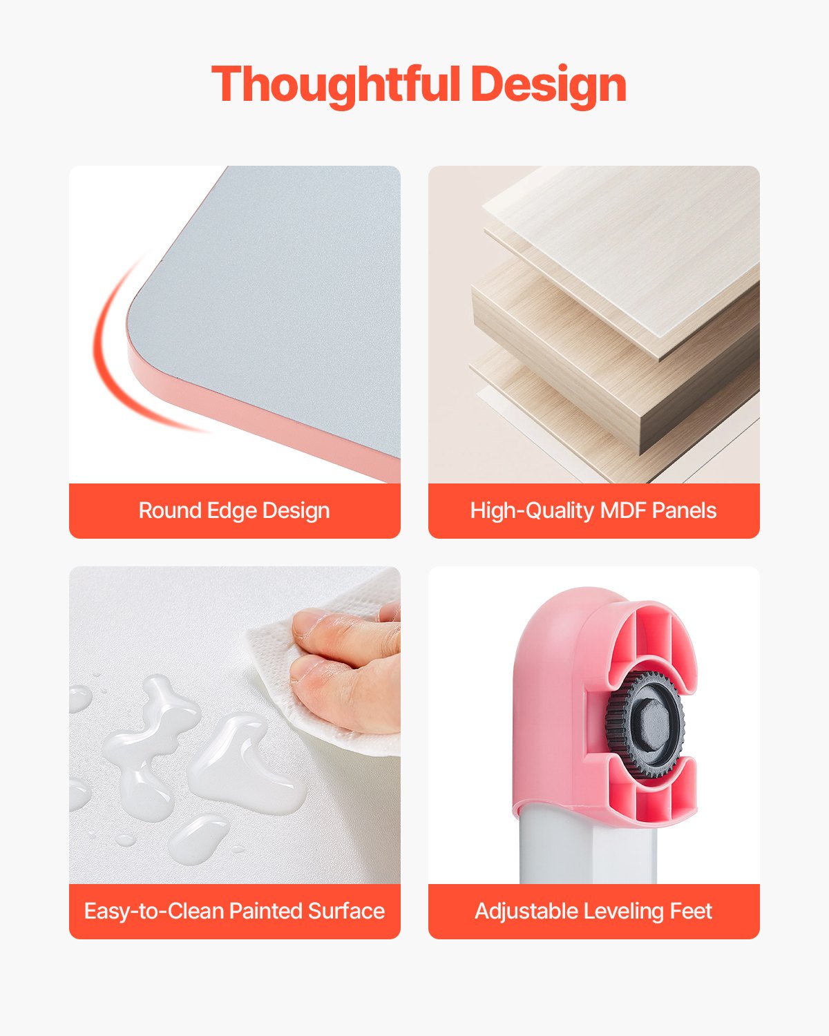 VEVOR Set Scrivania e Sedia per Bambini, Capacità di Carico di 100 kg Tavolo da Lavoro e Sedia per Bambini con Libreria e Cassetto, Regolabile in Altezza, per Camera da Letto e Studio, Rosa