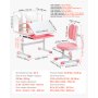 VEVOR Desk Set, Children's Desk, Work Table and Chair, Height Adjustable (54-73 cm), Load Capacity (100 kg), 0-40° Tiltable Table with Bookshelf for Bedroom/Study, Pink