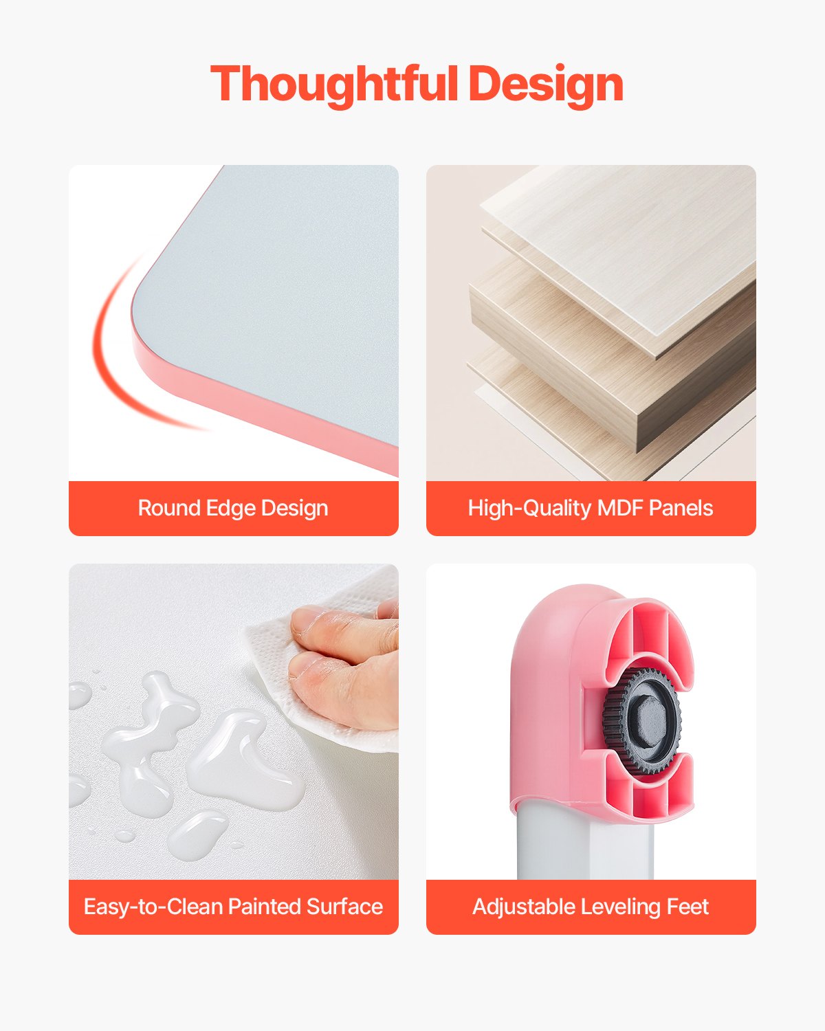 VEVOR Set Scrivania e Sedia da Studio per Bambini, Tavolo da Lavoro e Sedia per Bambini con Libreria e Cassetto, Inclinabile da 0 a 40° Regolabile in Altezza, per Camera da Letto e Studio, Rosa