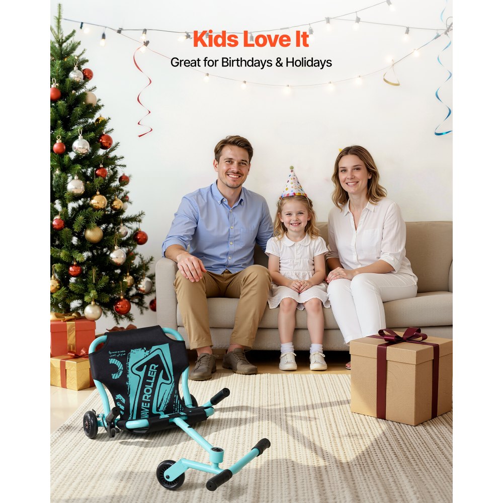VEVOR Auto a Zig-Zag per Bambini da 4 Anni, Portata Massima 68 kg, Verde, Auto Cavalcabile Oscillante per Bambini, 3 Lunghezze Regolabili, Freno a Mano, per Superfici Dure, Uso Interno ed Esterno