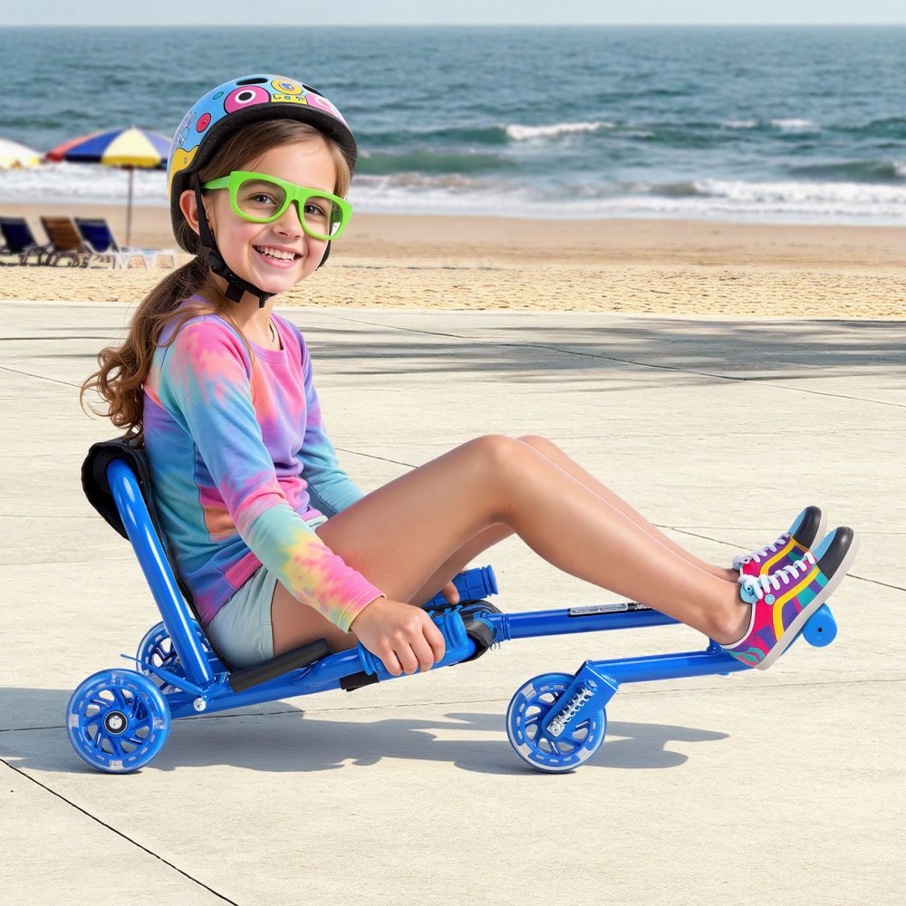 VEVOR Monopattino Elettrico, Capacità 60 kg, Oscillazione Laterale Movimento a Zig-Zag, Corsa Alimentata, Giocattolo da Cavalcare per Bambini, per Superficie Dura Interni Esterni, Blu, Tessuto Oxford