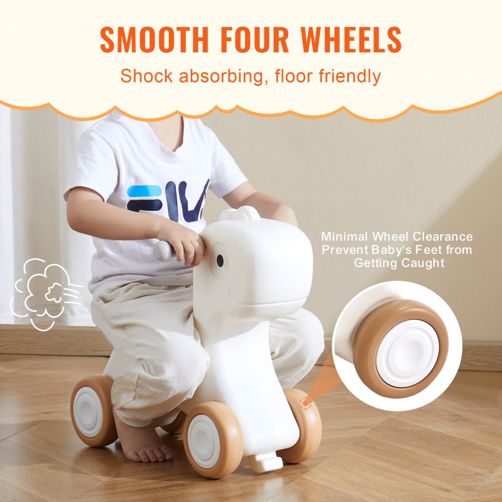 VEVOR Cavallo a Dondolo 3 in 1, Cavalluccio a Dondolo per Bambini da 1 a 3 Anni, con Tavola di Equilibrio Rimovibile, 4 Ruote Lisce, Supporta Fino a 36 kg Materiale HDPE, Oscillazione a 40°