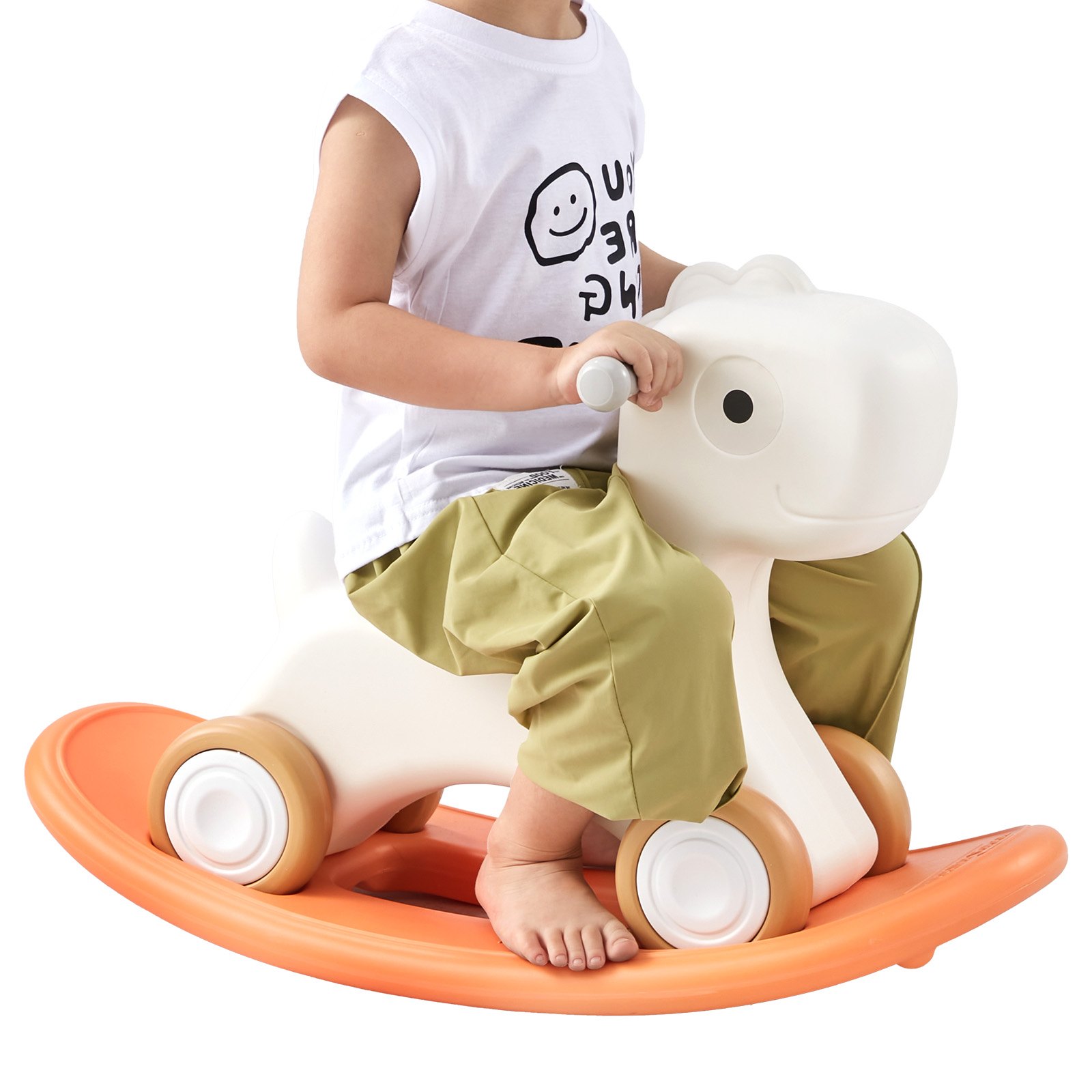 VEVOR Cavallo a Dondolo 3 in 1, Cavalluccio a Dondolo per Bambini da 1 a 3 Anni, con Tavola di Equilibrio Rimovibile, 4 Ruote Lisce, Supporta Fino a 36 kg Materiale HDPE, Oscillazione a 40°