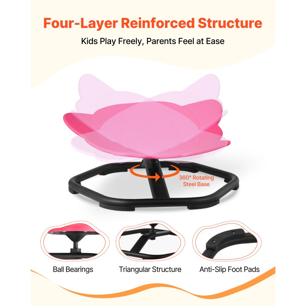 VEVOR Sedia Girevole Sensoriale per Bambini, Capacità di 100 kg, a Forma di Elefante in Metallo Antiscivolo, Sedile per Sedersi e Girare per Coordinazione, Equilibrio e Concentrazione, Rosso