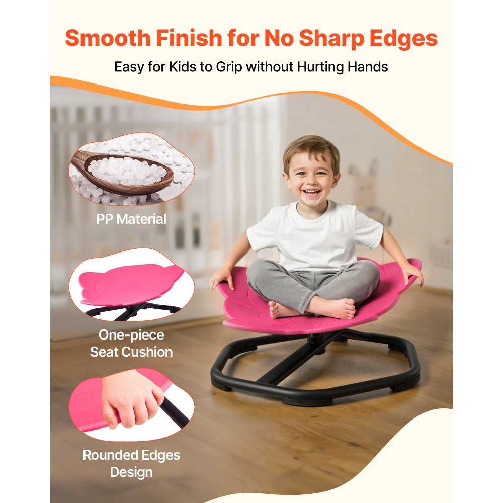 VEVOR Sedia Girevole Sensoriale per Bambini, Capacità di 100 kg, a Forma di Elefante in Metallo Antiscivolo, Sedile per Sedersi e Girare per Coordinazione, Equilibrio e Concentrazione, Rosso