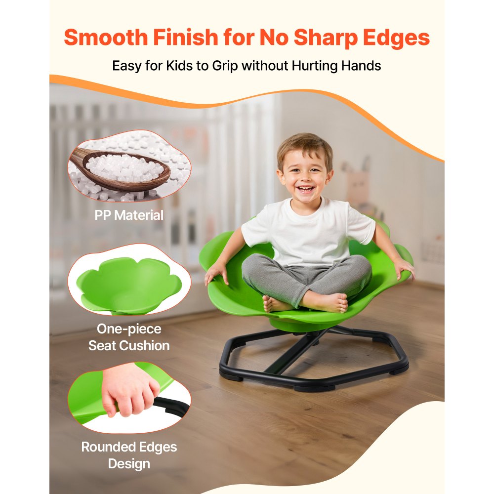 VEVOR Sedia Girevole Sensoriale per Bambini, Capacità di 100 kg, a Forma di Cilindro in Metallo Antiscivolo, Sedile per Sedersi e Girare per Coordinazione, Equilibrio e Concentrazione, Verde