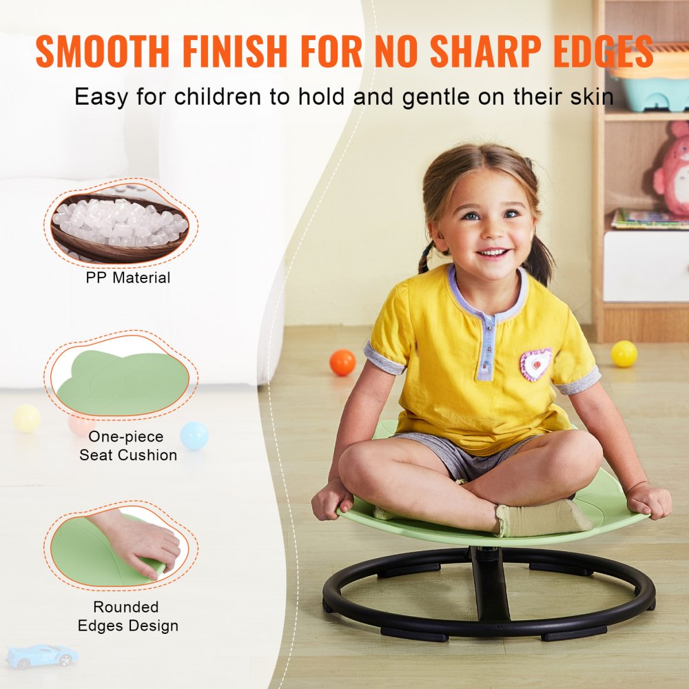 VEVOR Altalena Elefante per Bambini, Giostra Sensoriale per Autismo Carico 100 kg, Seduta Girevole a 360° Sedile con Base in Metallo Antiscivolo, per Coordinazione, Equilibrio e Concentrazione, Verde