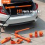 VEVOR Martinetto Idraulico 12T, Pressa Idraulica Portatile Carrozzeria Corsa 132mm, con Tubo Olio da 1,4 m e Custodia, per Riparazione Telaio Auto Costruzione Auto, Martinetto Idraulico Cilindro