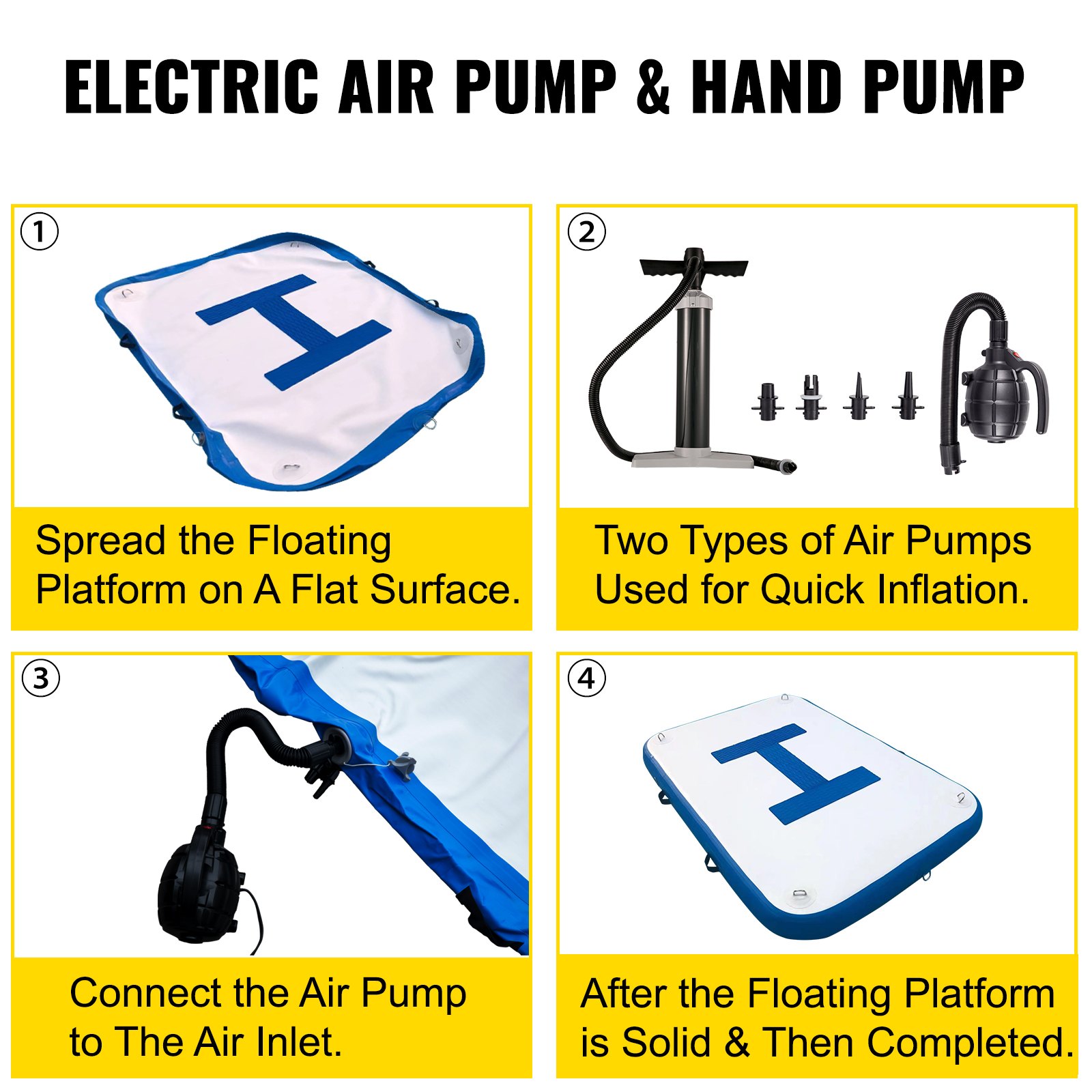 Vevor Piscina Gonfiabile Materasso Piattaforma 180x120x15cm Isolagonfiabile Dock