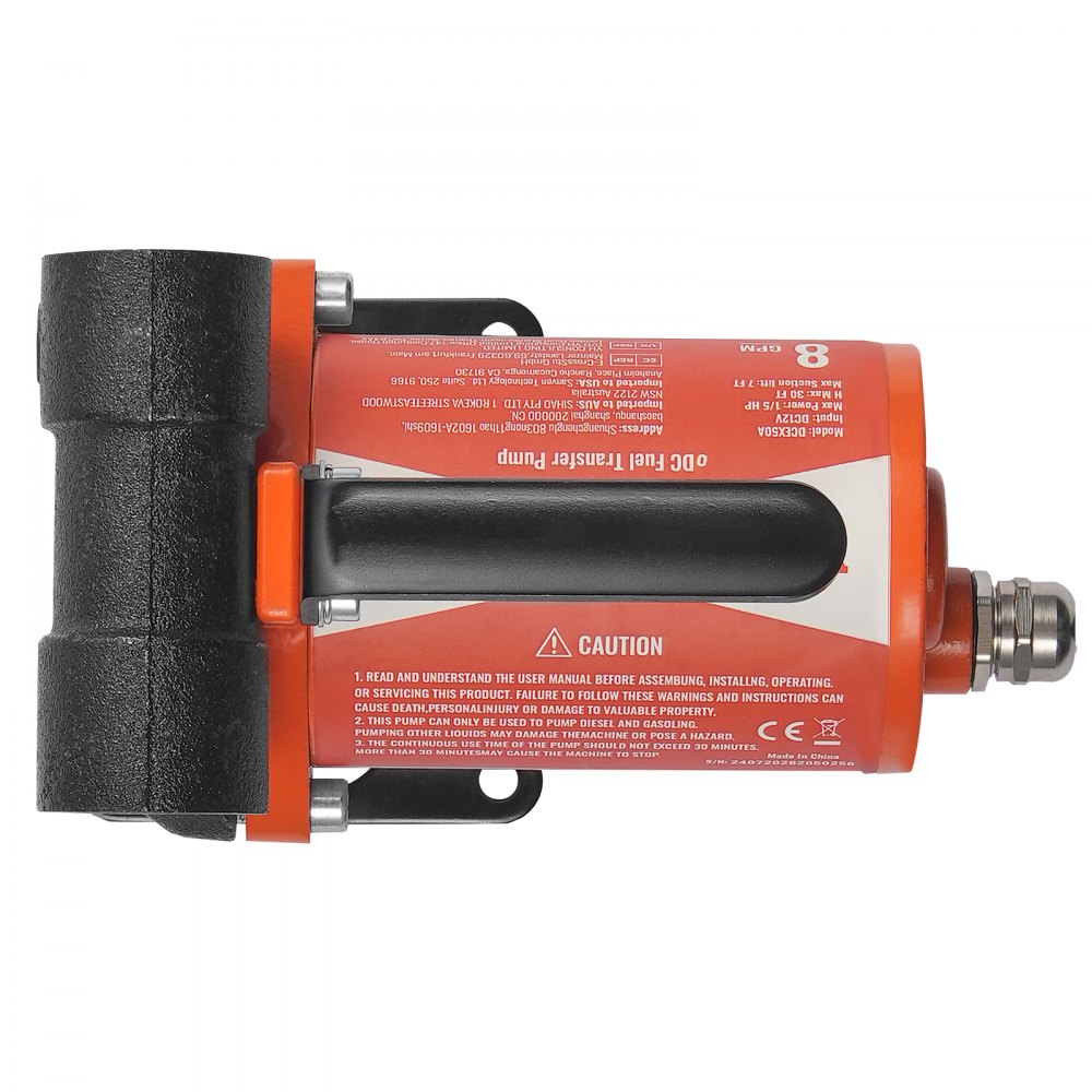 VEVOR Diesel Pump, 12V DC, 8 GPM, 1/6 HP, Heating Oil Pump with Automatic Nozzle Shut-Off, Transfer Pump, Long Inlet and Outlet Hose for Gasoline, Diesel, Kerosene, Methanol Mixtures