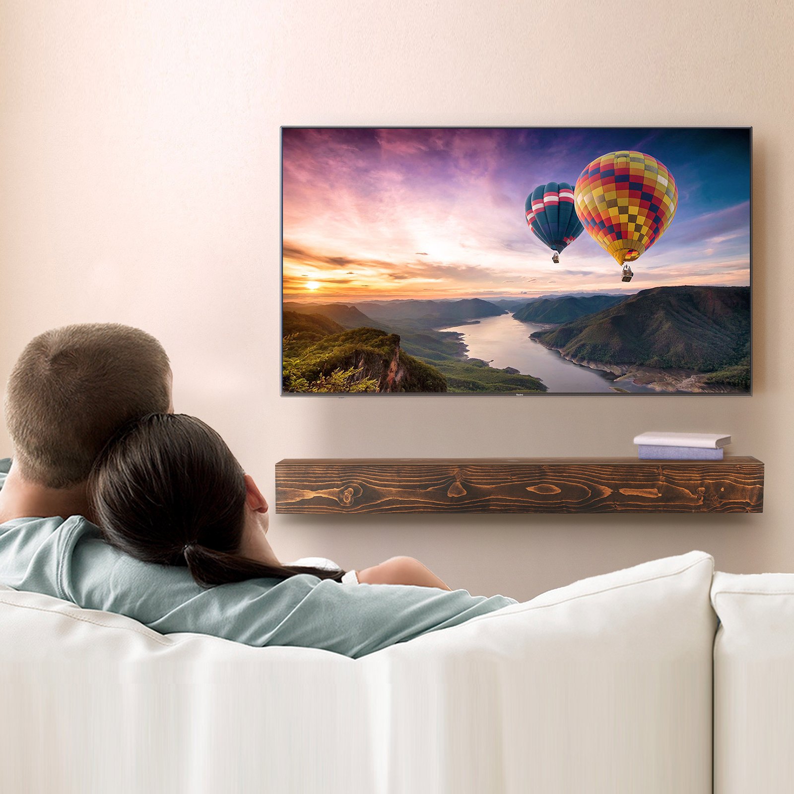 VEVOR Mensola per Camino Galleggiante da Parete, 213,3x20,3x15,24 cm, Rivestimento per Camino Galleggiante in Legno Naturale, Portata 22,7 kg, Fatto a Mano, per Decorazione da Parete, Marrone
