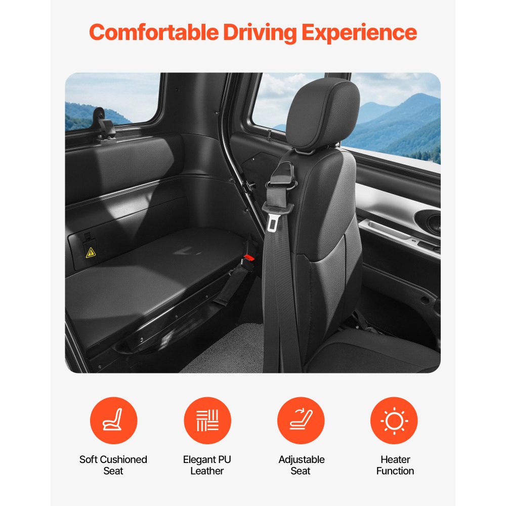 VEVOR Scooter Elettrico Cabinato per Anziani Disabili a 3 Ruote Capacità di 295 kg, Scooter Elettrico Cabinato a 3 Posti da 1500 W, Autonomia di 60 km, Sblocco Remoto