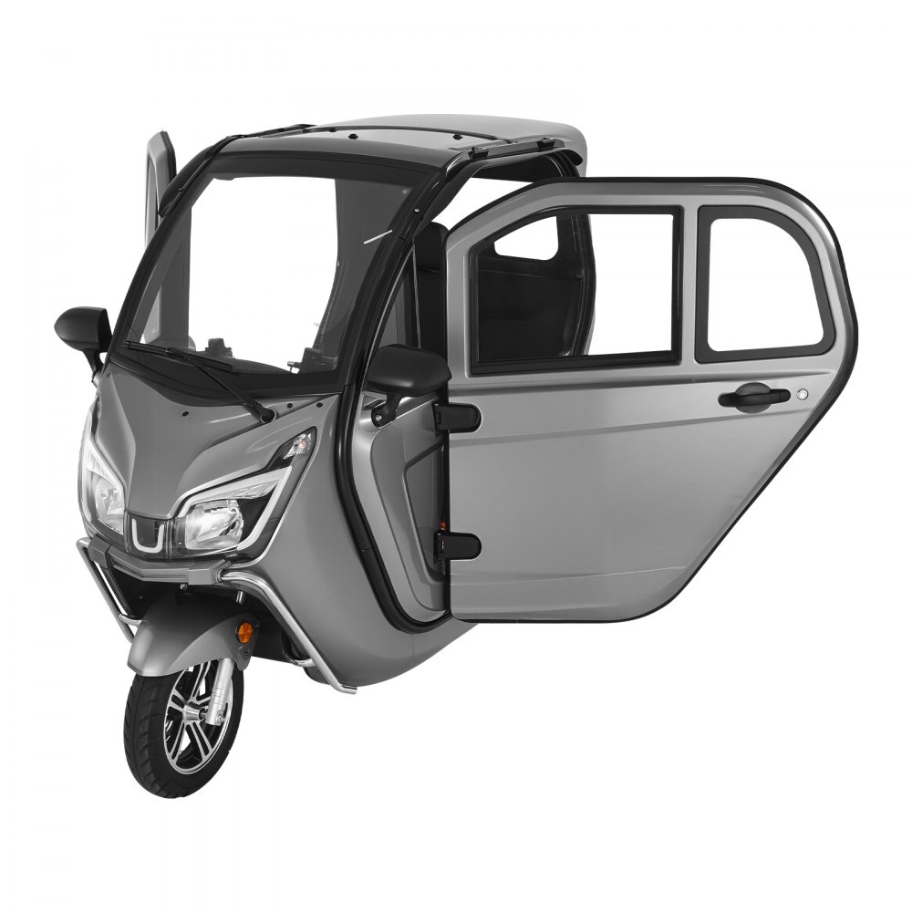 VEVOR Scooter Elettrico Cabinato per Anziani Disabili a 3 Ruote Capacità di 295 kg, Scooter Elettrico Cabinato a 3 Posti da 1500 W, Autonomia di 60 km, Sblocco Remoto
