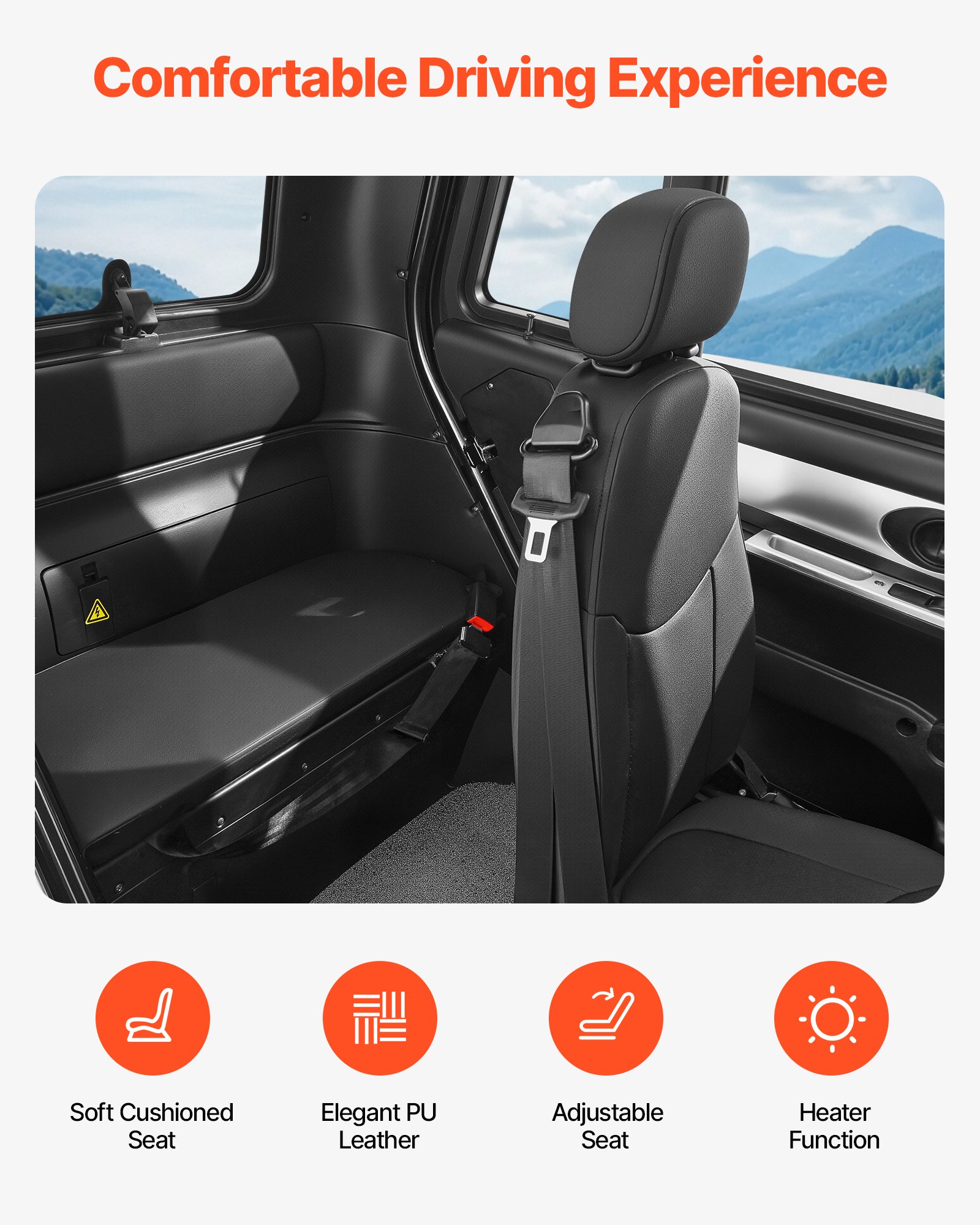 VEVOR Scooter Elettrico Cabinato per Anziani Disabili a 3 Ruote Capacità di 295 kg, Scooter Elettrico Cabinato a 3 Posti da 1500 W, Autonomia di 60 km, Sblocco Remoto