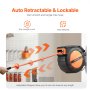 VEVOR Avvolgitubo Aria Compressa Retrattile Tubo Flessibile per Aria Compressa Ibrido Lunghezza 15,24m Pressione max. 300 PSI, Bobina Avvolgitubo Chiusa Montaggio a Soffitto/Parete da Officina