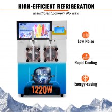 VEVOR Macchina per Granita Sorbetto Bevande Ghiacciate 2 x 8L, Distributore 1800W per Granita Sorbetto Succhi Freschi in Acciaio Inox 304, Macchina per Granita Crema Caffè Sorbetto Serbatoio Doppio