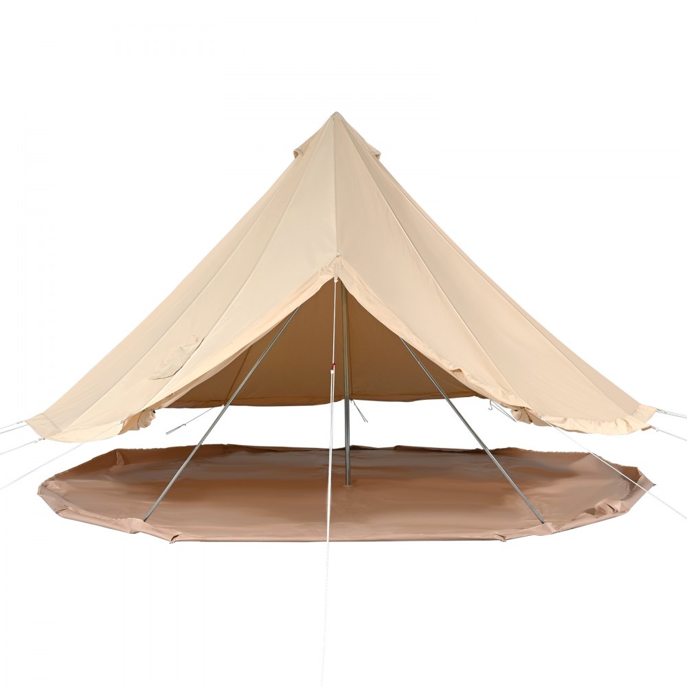 VEVOR Bell Tent 5 x 3 m Yurt Tent TC Cotton with High-Strength Iron Poles and a PVC Groundsheet Camping Tent Family Tent 8 Windows Pyramid Tent Group Tent for Outdoor Adventures