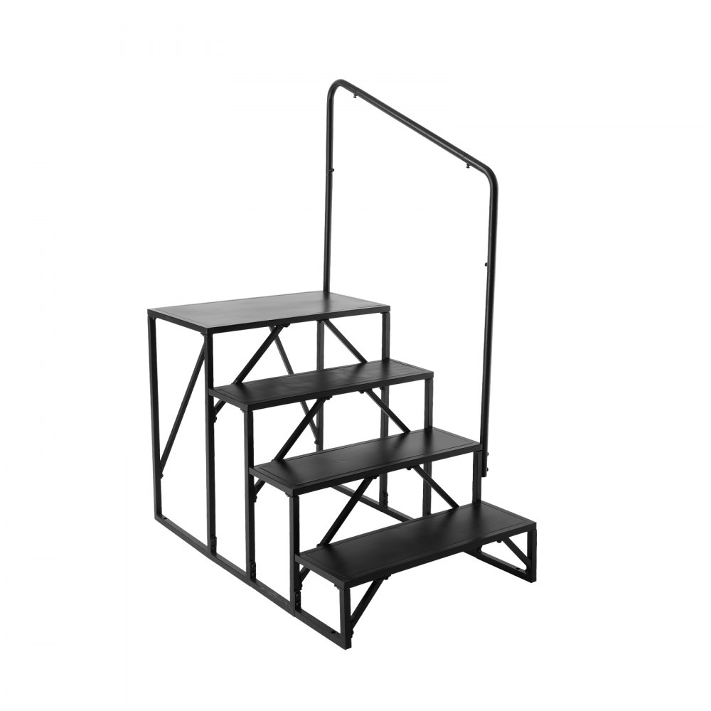 VEVOR Gradini per Camper, Scale per Camper a 4 Gradini, Capacità Carico 199,58 kg Acciaio al Carbonio Addensato, con Corrimano, Gradini Antiscivolo per Ingresso Uscita, Adatto per Camper, Rimorchio