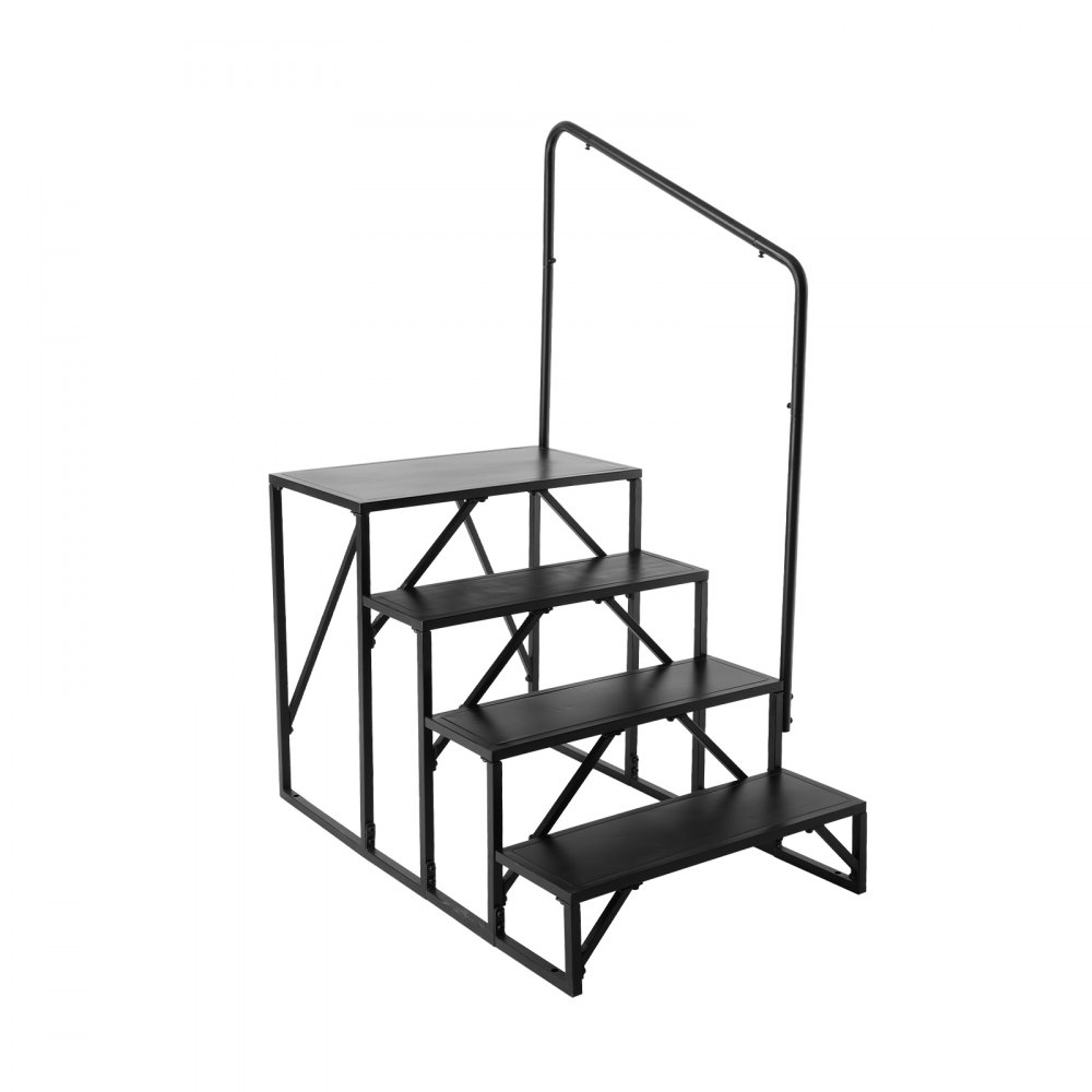 VEVOR Gradini per Camper, Scale per Camper a 4 Gradini, Capacità Carico 199,58 kg Acciaio al Carbonio Addensato, con Corrimano, Gradini Antiscivolo per Ingresso Uscita, Adatto per Camper, Rimorchio