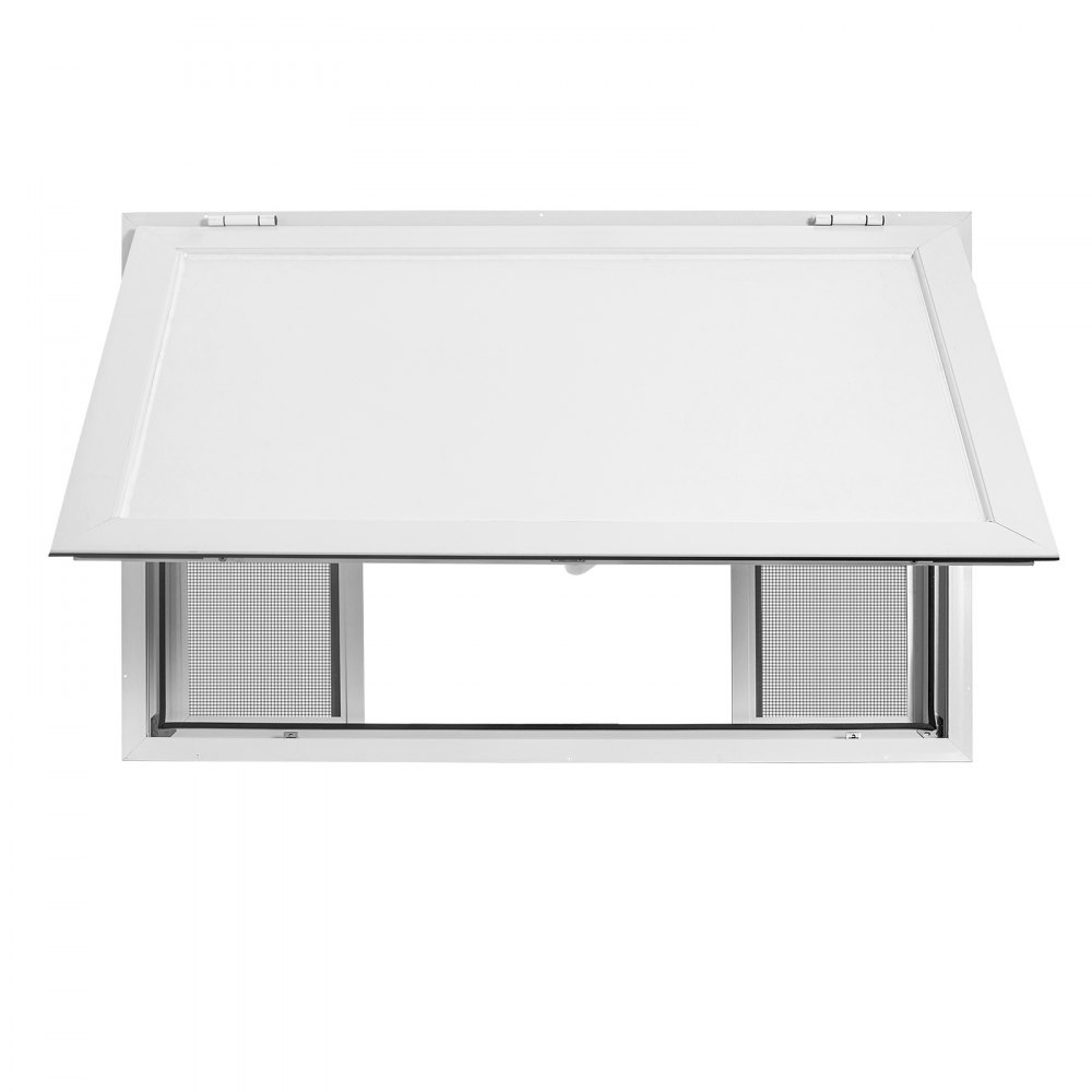 VEVOR Finestra Laterale per Furgone di Vendita Scorrevoli con Zanzariera, Sportello di Servizio per Food Truck 1143 x 762 mm, Lega di Alluminio, Tendalino, Gancio di Traino, Resistente alla Pioggia