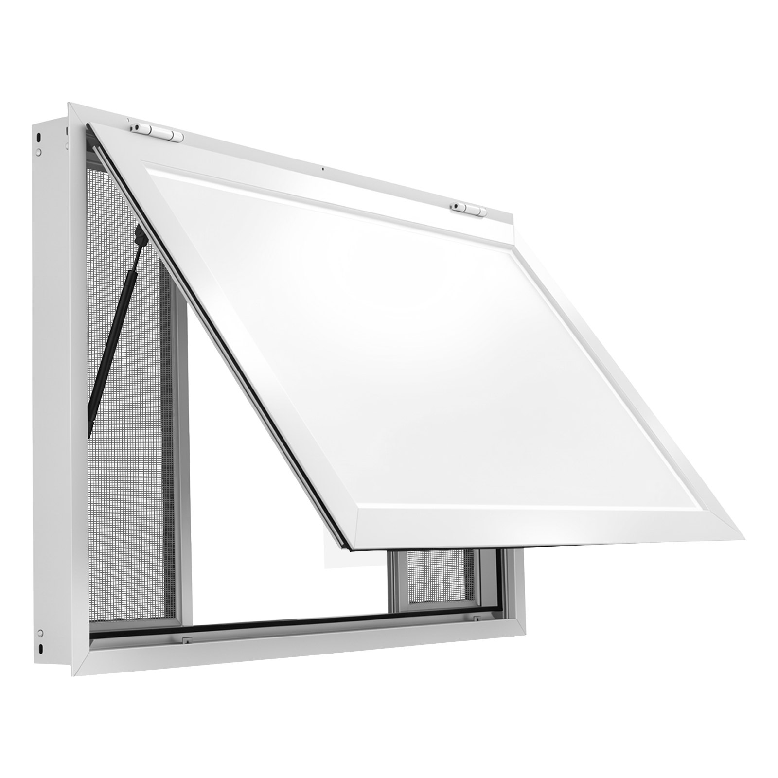 VEVOR Finestra per Punto Vendita 122x91,5cm con Tendalino 4 Zanzariere Angolo Apertura 85°, Sportello di Servizio Food Truck, 4 Pannelli Scorrevoli Rimovibili, Sponda Idraulica, Lega di Alluminio