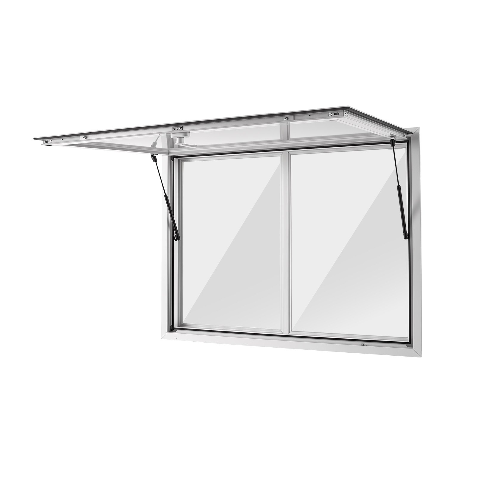 VEOVR Finestra di Servizio per Camion Food Truck 1220x915mm con Tendalino, 2 Finestre Scorrevoli in Acrilico, Lega di Alluminio, Inclinazione max 85 Gradi, Resistente alla Pioggia, Gancio di Traino