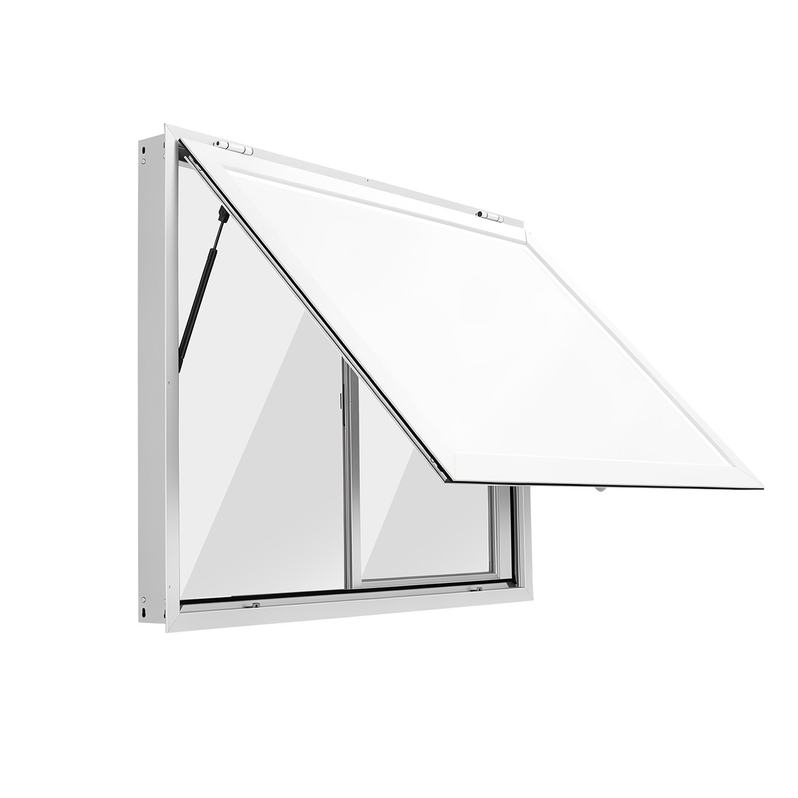 VEOVR Finestra di Servizio per Camion Food Truck 1220x915mm con Tendalino, 2 Finestre Scorrevoli in Acrilico, Lega di Alluminio, Inclinazione max 85 Gradi, Resistente alla Pioggia, Gancio di Traino