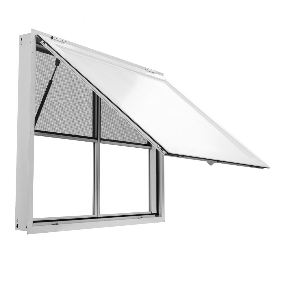 VEVOR Finestra di Servizio Furgone di Vendita 1220 x 915 mm Apertura 85°, Materiale in Lega di Alluminio, Sportello con Tendalino, Food Truck, Resistente alla Pioggia, 2 Finestre Fisse 2 Scorrevoli