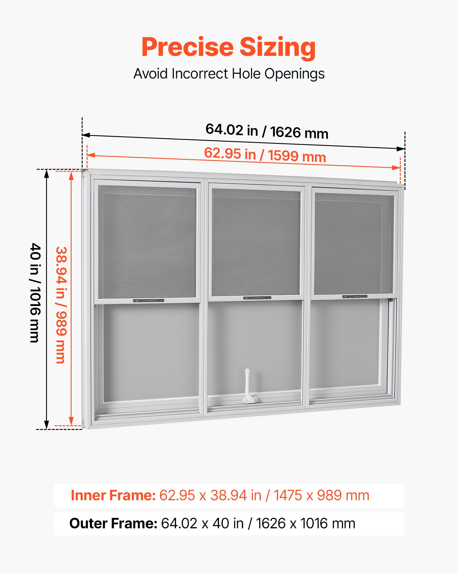 VEVOR Finestra di Servizio Furgone di Vendita 1626 x 1016 mm Apertura 85°, Materiale in Lega di Alluminio, Sportello con Tendalino, Food Truck, Resistente alla Pioggia, 3 Finestre Fisse 3 Scorrevoli