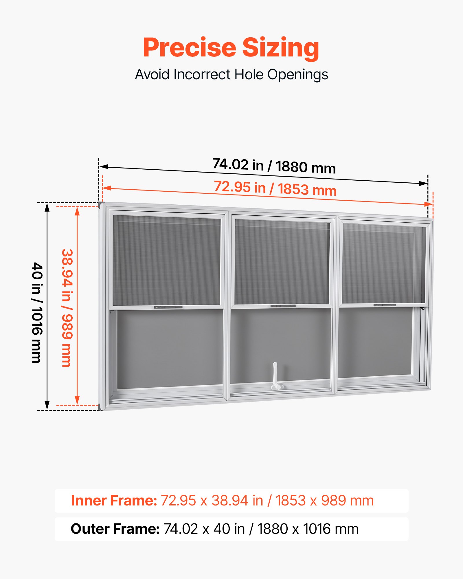 VEVOR Concession Window 1880x1016mm Aluminum Alloy Service Window, for Food Truck, Up to 85 Degrees Stand Serving w/ 3 Fixed & 3 Sliding  Windows, Awning Door and Drag Hook, Rainwater Resistant