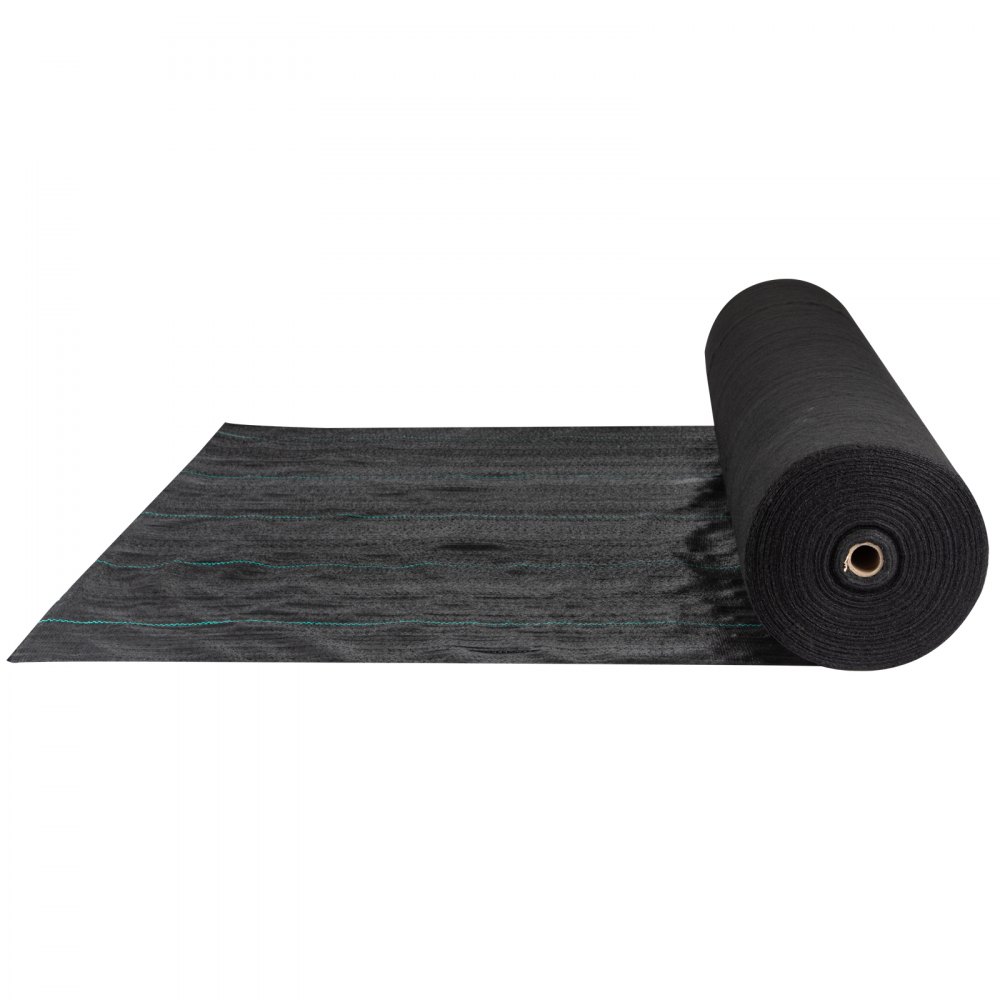 VEVOR Barriera contro le Erbacce, Tessuto Paesaggistico da 5,8 Once, Geotessile di Controllo dell'Erba Intrecciato Resistente 4ft x 300ft per Giardino, Patio, Nero