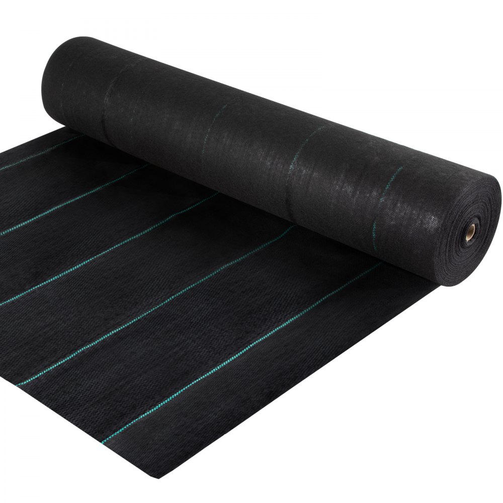 VEVOR Barriera contro le Erbacce, Tessuto Paesaggistico da 5,8 Once, Geotessile di Controllo dell'Erba Intrecciato Resistente 4ft x 300ft per Giardino, Patio, Nero