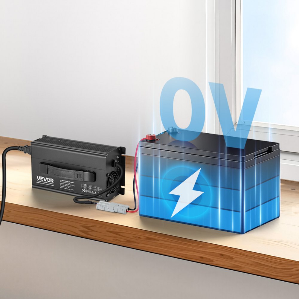 VEVOR Caricabatterie Intelligente per Batterie al Litio 36V 18A, 43,8V, AC-DC LiFePO4, con Connettore, Indicatore LED, Attivazione 0V, per Batterie Ricaricabili al Litio Uso di Barche e Camper