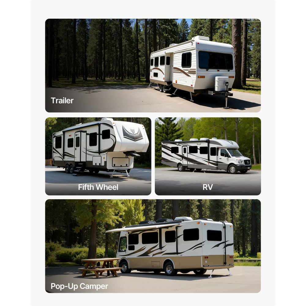 VEVOR Stabilizzatore per Paraurti per Camper, Set di Supporto per Caravan Rimorchi e Semirimorchi, Cavalletti di Sostegno per Auto, Altezza Regolabile da 304,8 a 711,2 mm, Peso di 2,8 kg