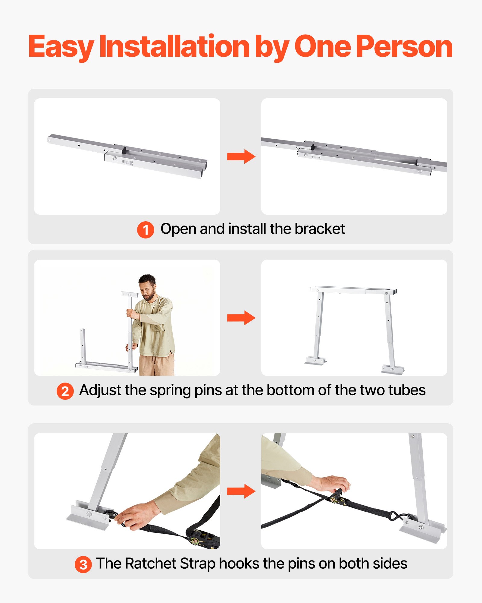 VEVOR Stabilizzatore per Paraurti per Camper, Set di Supporto per Caravan Rimorchi e Semirimorchi, Cavalletti di Sostegno per Auto, Altezza Regolabile da 304,8 a 711,2 mm, Peso di 2,8 kg, 2 pz