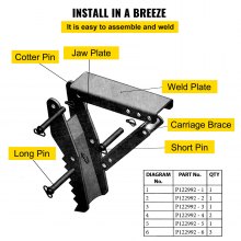 VEVOR Pollice per escavatore da 45,7 cm, Pollice per escavatore per carichi pesanti con spessore dei denti da 1,27 cm, Attacchi per pollice saldati in acciaio nero con design imbullonato
