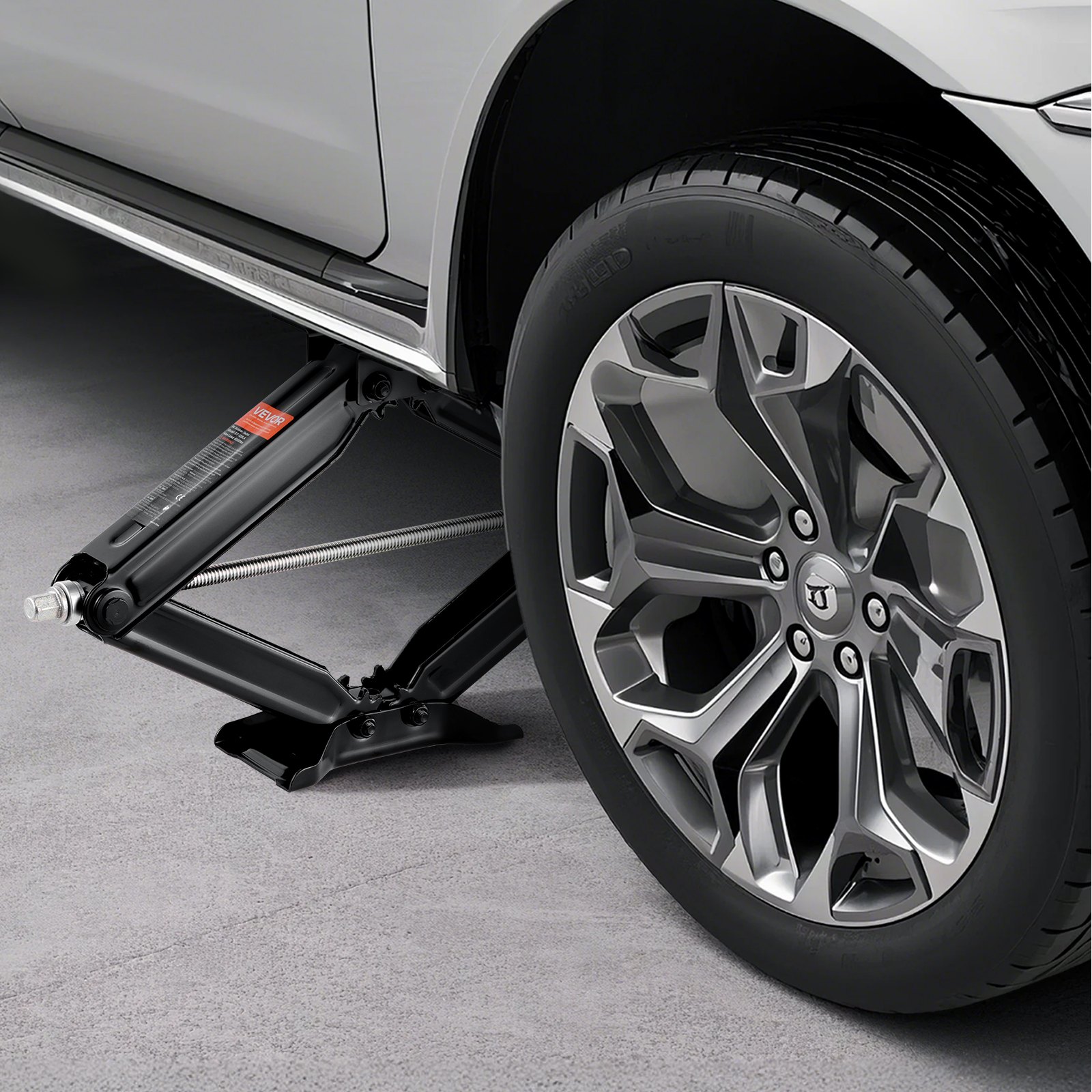 VEVOR 2 Pezzi Cric a Forbice, con Manovella, Base, Livella a Bolla d'Aria, Stabilizzatore Livellamento 103-595 mm, Cric Stabilizzatore per Sollevamento di Altezza Carico max. 4082 kg