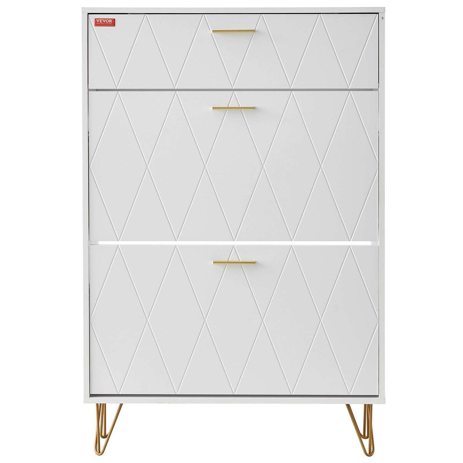 VEVOR Scarpiera a 3 Ripiani Ribalti Scarpiera per Ingresso in Truciolare Scarpiera per Corridoio Soggiorno 80x24x120 cm, Portascarpe Salvaspazio da Pavimento Bianco 3 Ripiani Ribaltabili, Portascarpe