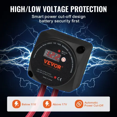 Kit Relè Di Separazione Tensione 12V 140A – Isolatore Batteria VSR Per Auto, Camper, Barca E Camion, Impermeabile E Automatico