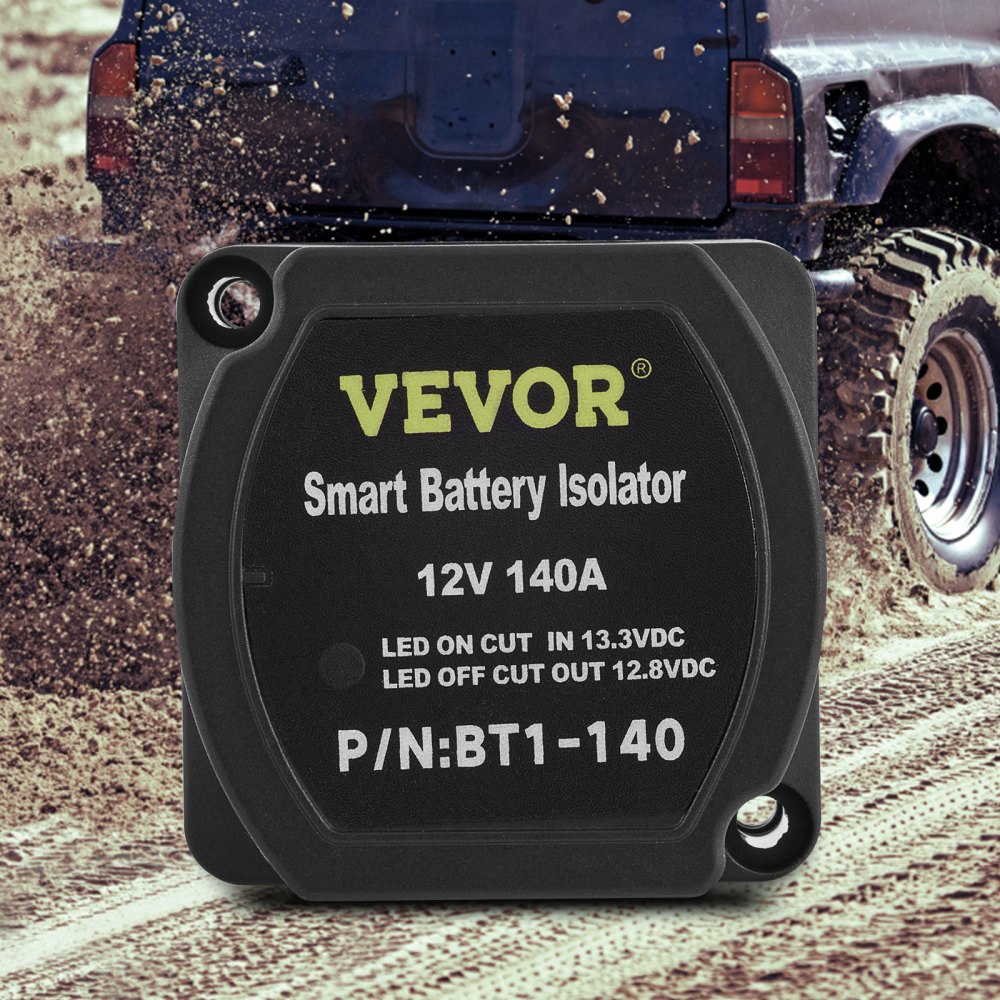 VEVOR Split Charge Kit Relè Batteria per Il Tempo Libero, JDQTJ-2M 12V CC Kit Relè di Carica con Cavo Batteria Rosso 110A per Veicoli Fuoristrada, Camper, Roulotte, Navi, Yacht, Applicazioni Marine