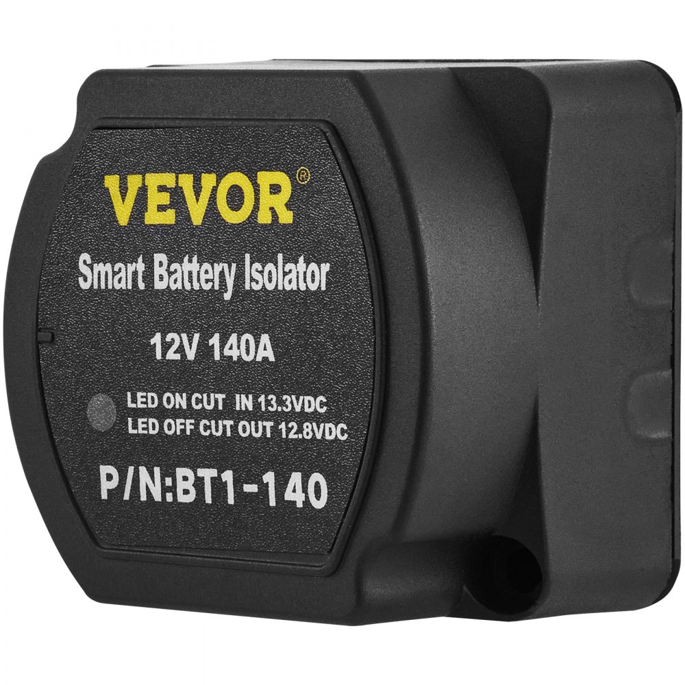 VEVOR Dual Battery Isolator Relay 12V Split Charge Kit, 140A Voltage Sensitive Relay Set -30-105℃, Automatic Charger & 5m Cable Set for Trucks, RVs, Workshops, Cars & Boats