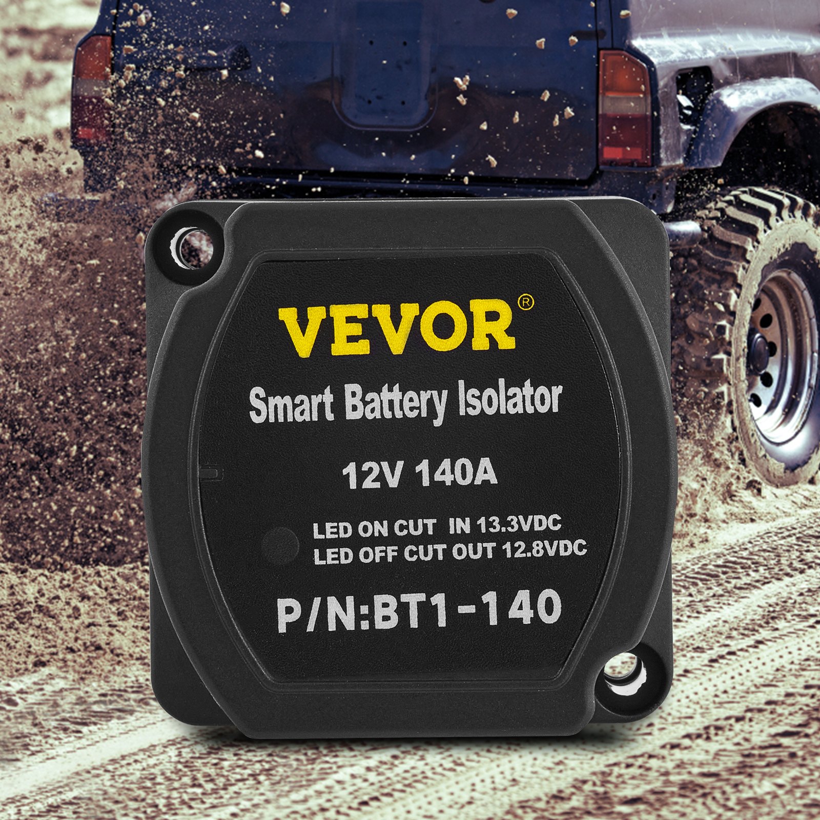 VEVOR Split Charge Kit Relè Batteria per Il Tempo Libero, JDQTJ-5M 12V CC Kit Relè di Carica con Cavo Batteria Rosso 110A per Veicoli Fuoristrada, Camper, Roulotte, Navi, Yacht, Applicazioni Marine